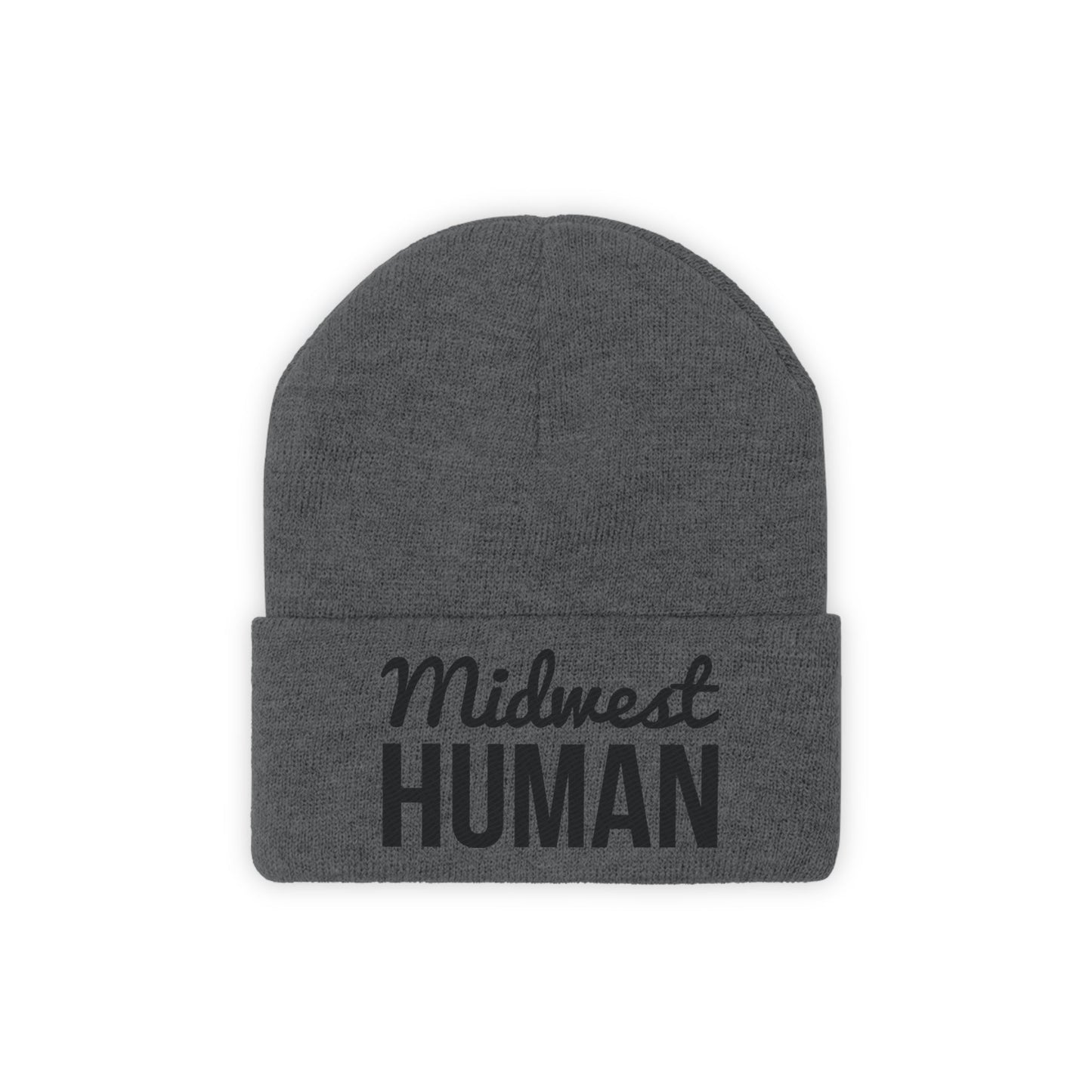 Printify Hats Graphite Heather / One size Midwest Human Knit Beanie