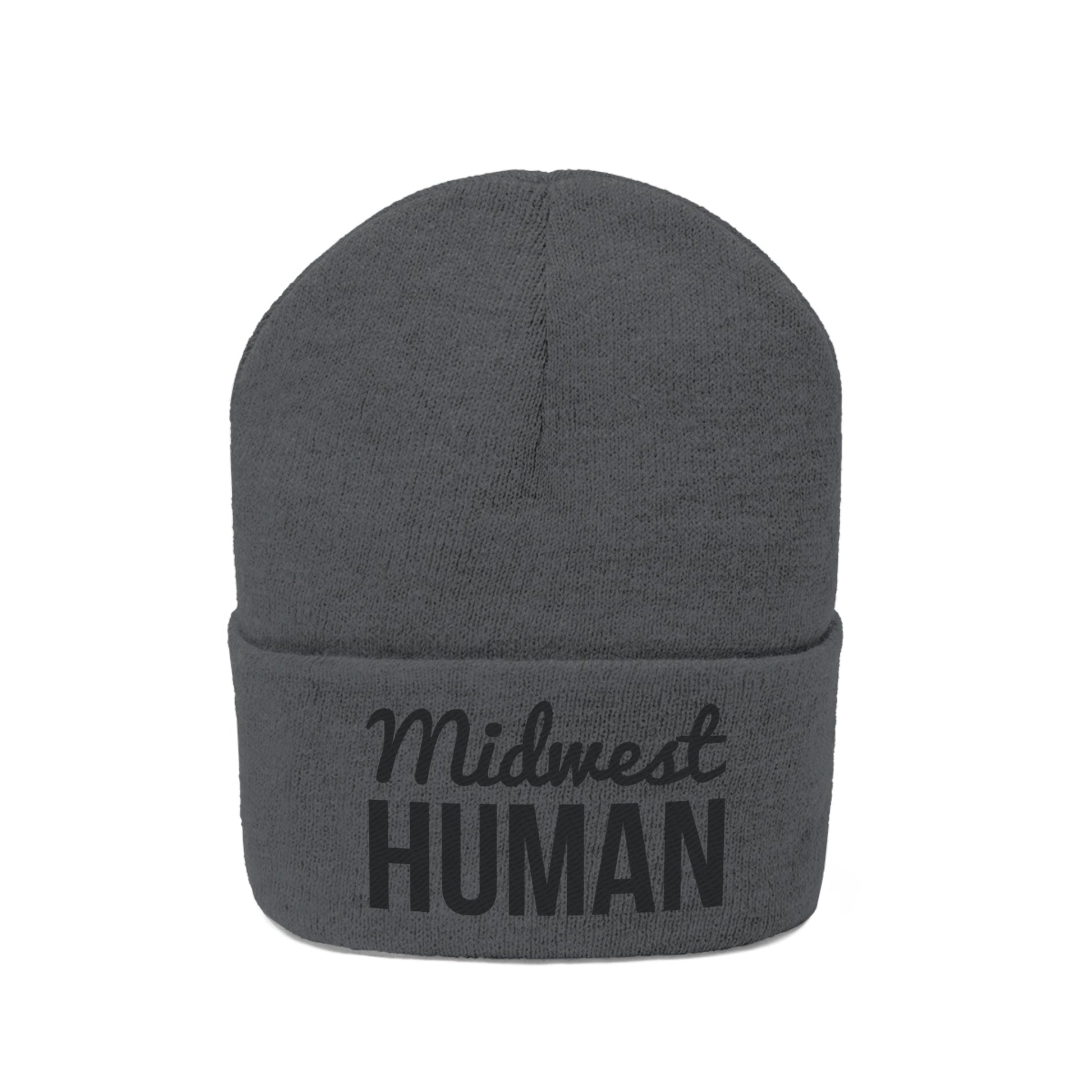 Printify Hats Graphite Heather / One size Midwest Human Knit Beanie