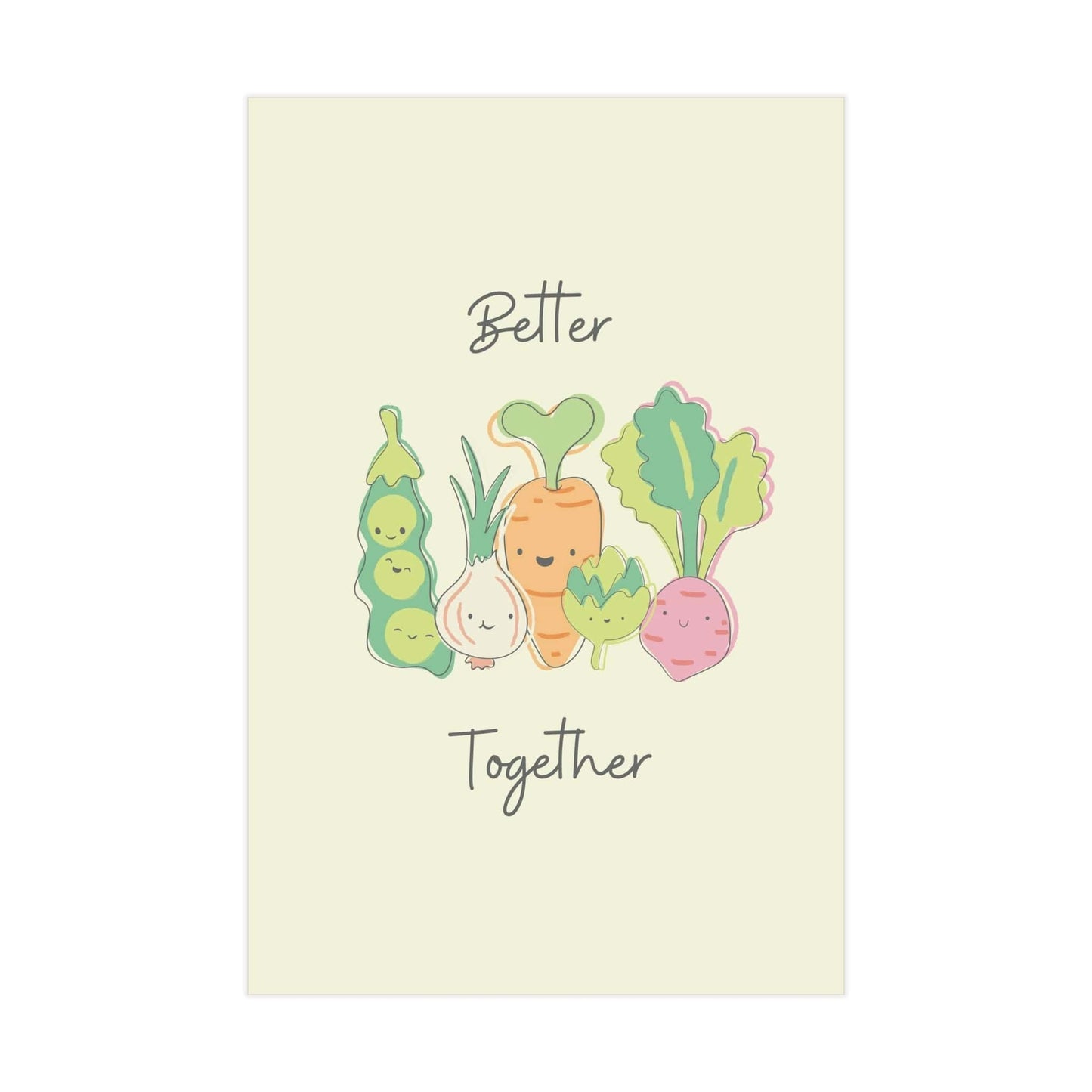 Printify Paper products 8" x 12" (Vertical) / Matte Better Together Veggie Friends Nursery Wall Art 8"x12"