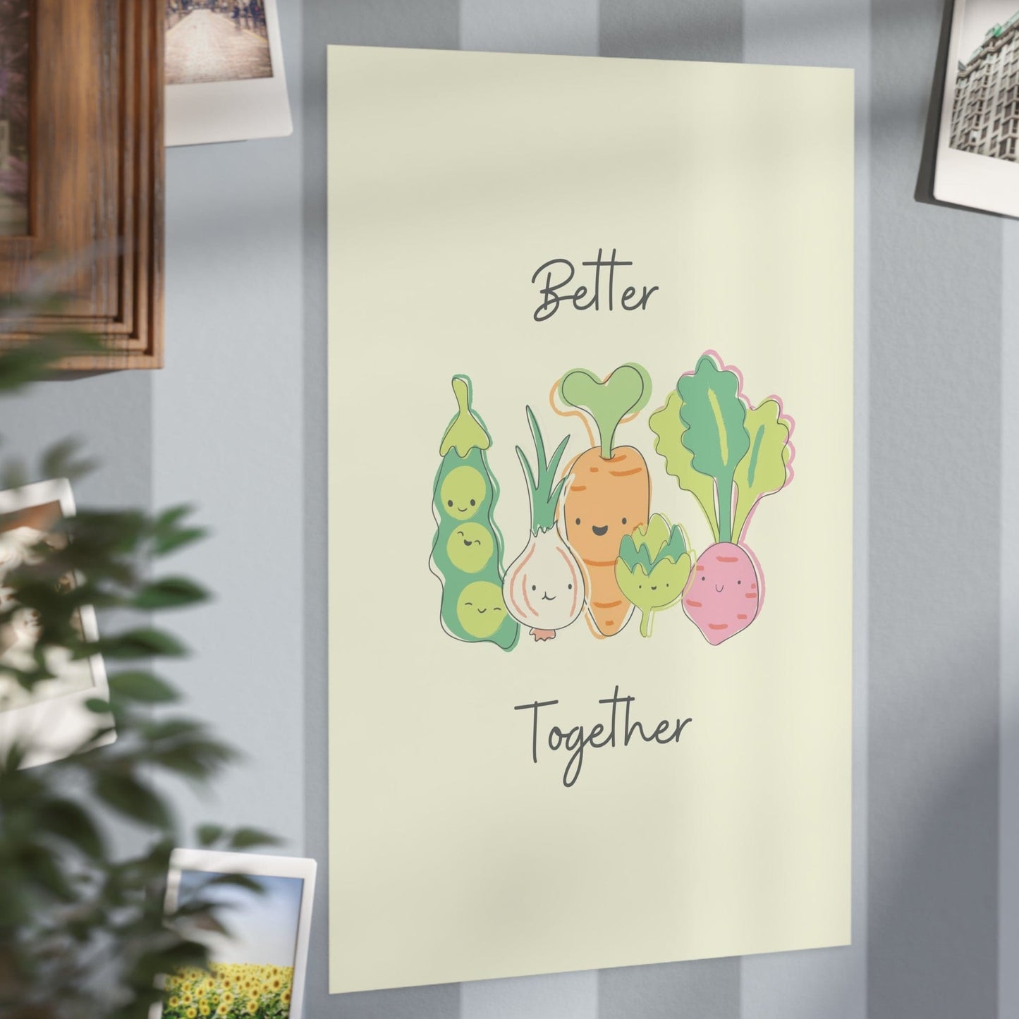 Printify Paper products 8" x 12" (Vertical) / Matte Better Together Veggie Friends Nursery Wall Art 8"x12"