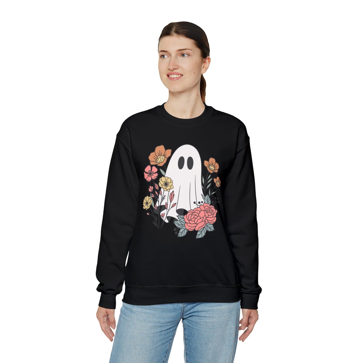 Printify Sweatshirt Beautiful Ghost Heavy Blend™ Crewneck Sweatshirt