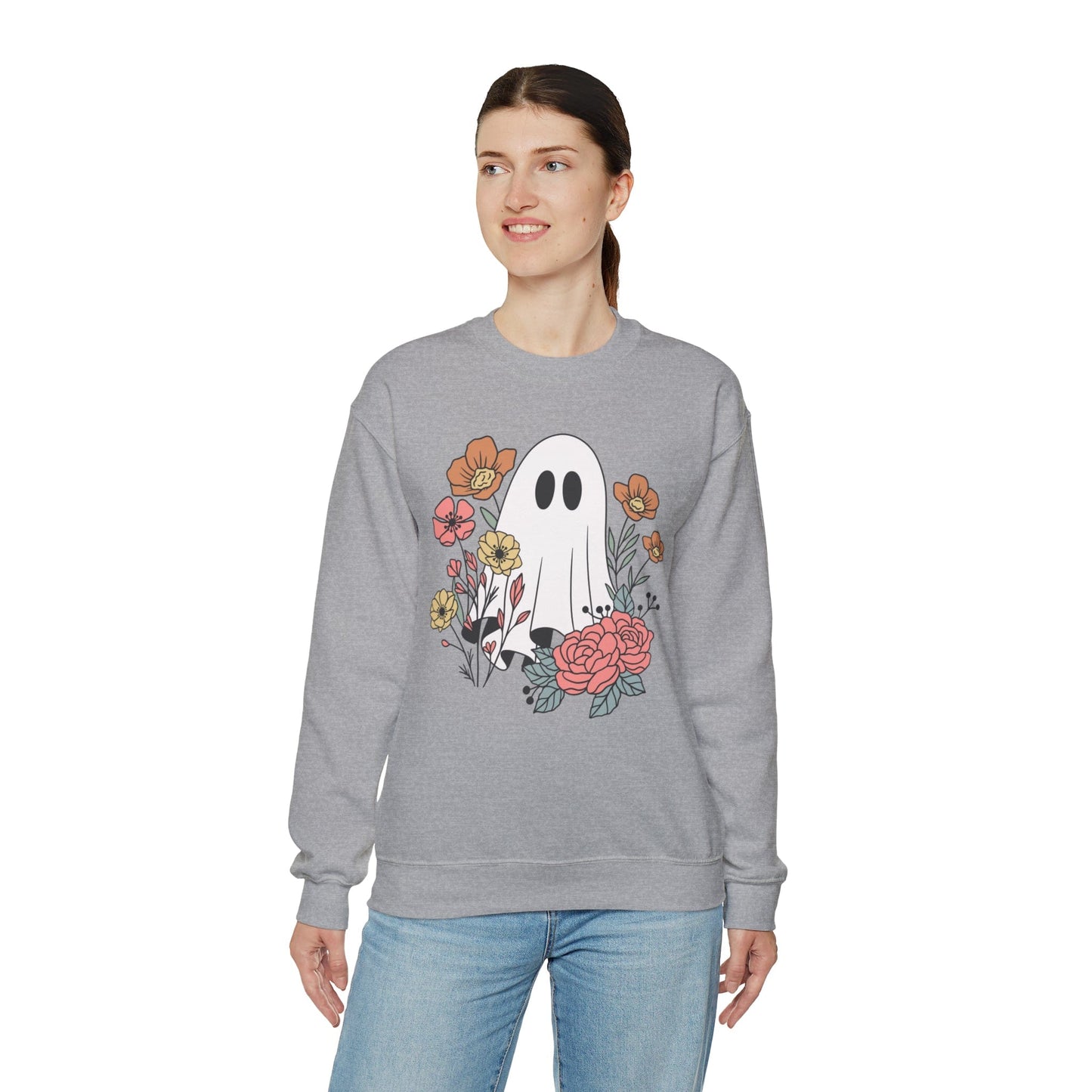 Printify Sweatshirt Beautiful Ghost Heavy Blend™ Crewneck Sweatshirt