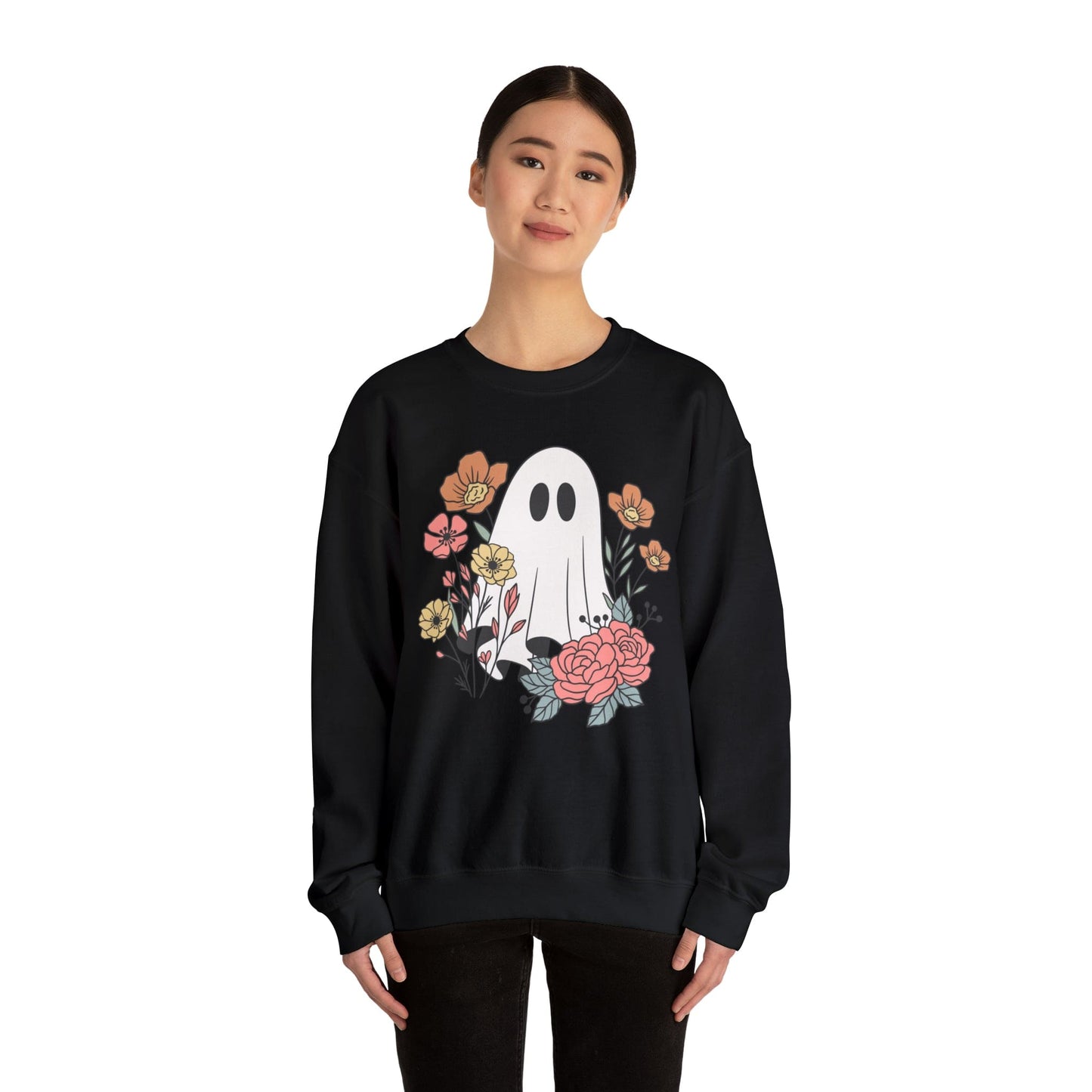 Printify Sweatshirt Beautiful Ghost Heavy Blend™ Crewneck Sweatshirt