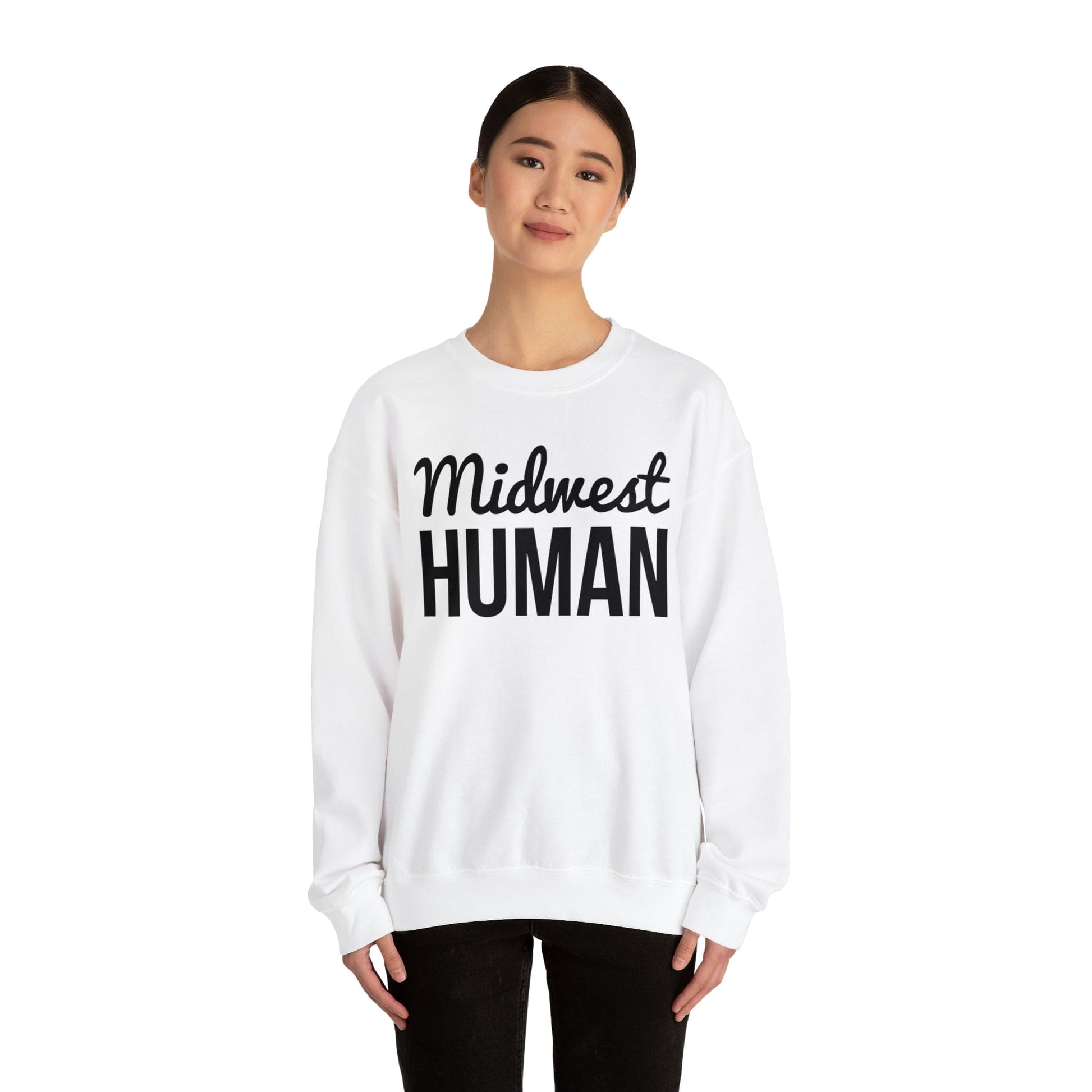 Printify Sweatshirt M / White Midwest Human Heavy Blend™ Crewneck Sweatshirt