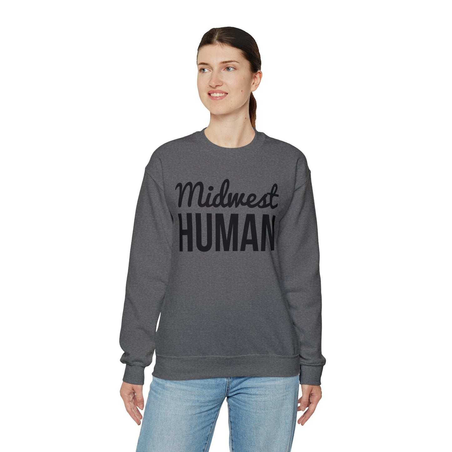 Printify Sweatshirt Midwest Human Heavy Blend™ Crewneck Sweatshirt