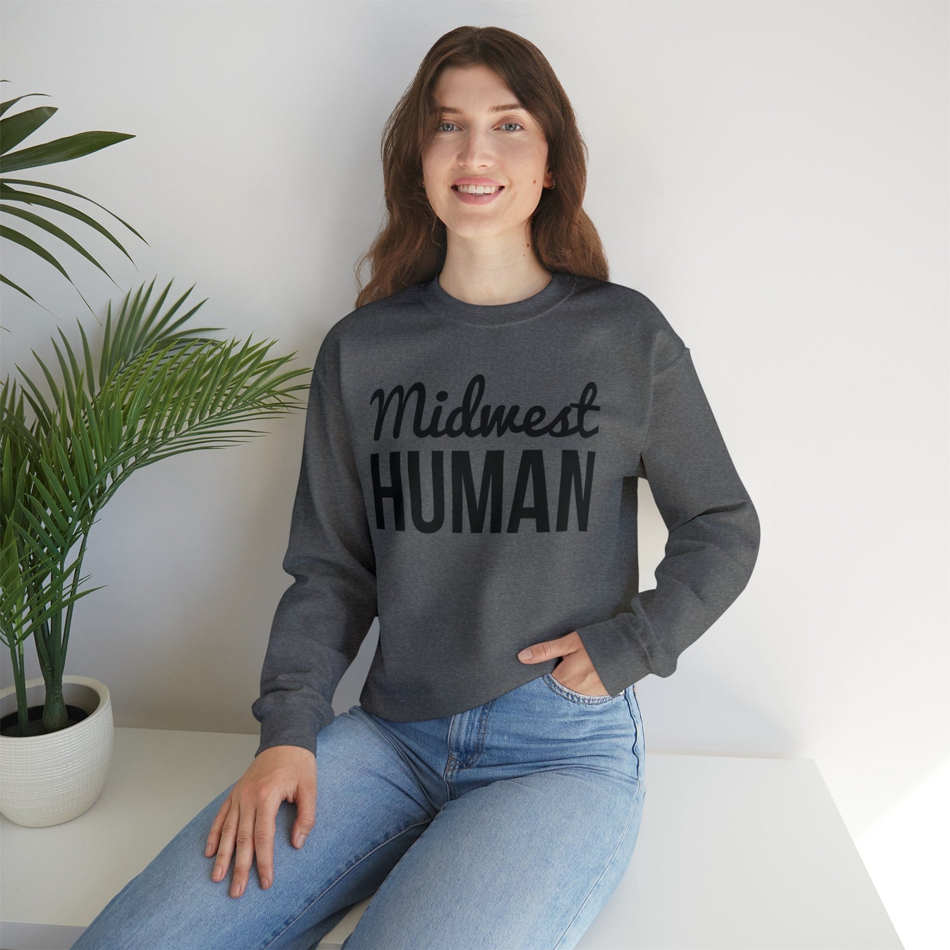 Printify Sweatshirt Midwest Human Heavy Blend™ Crewneck Sweatshirt