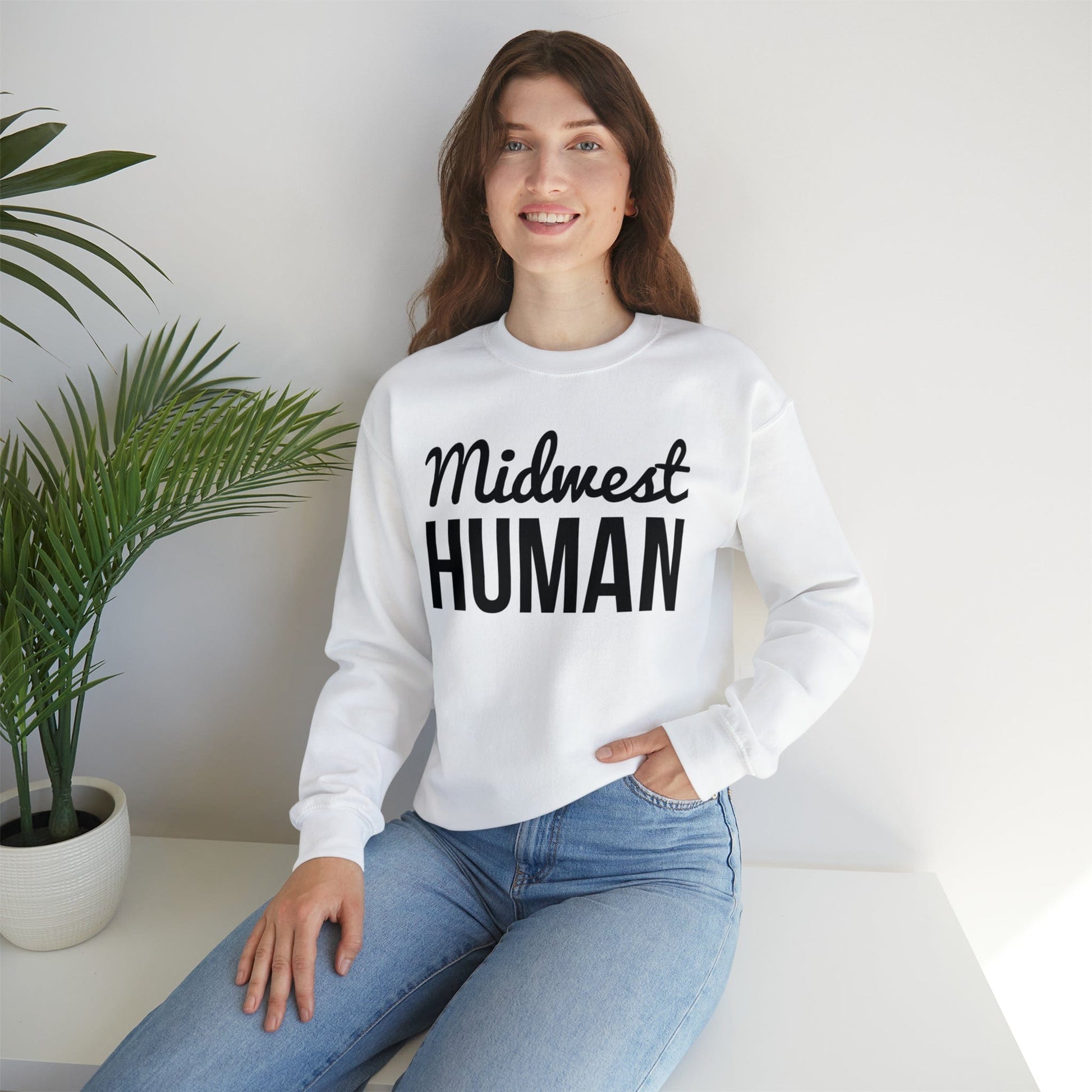 Printify Sweatshirt Midwest Human Heavy Blend™ Crewneck Sweatshirt