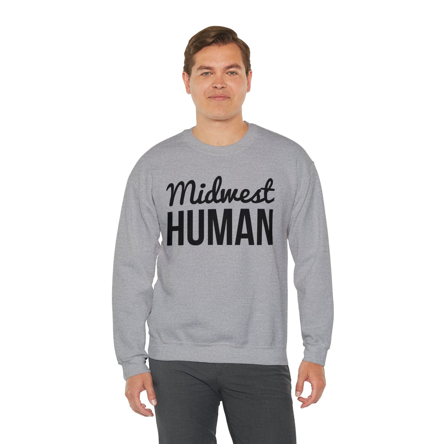 Printify Sweatshirt Midwest Human Heavy Blend™ Crewneck Sweatshirt