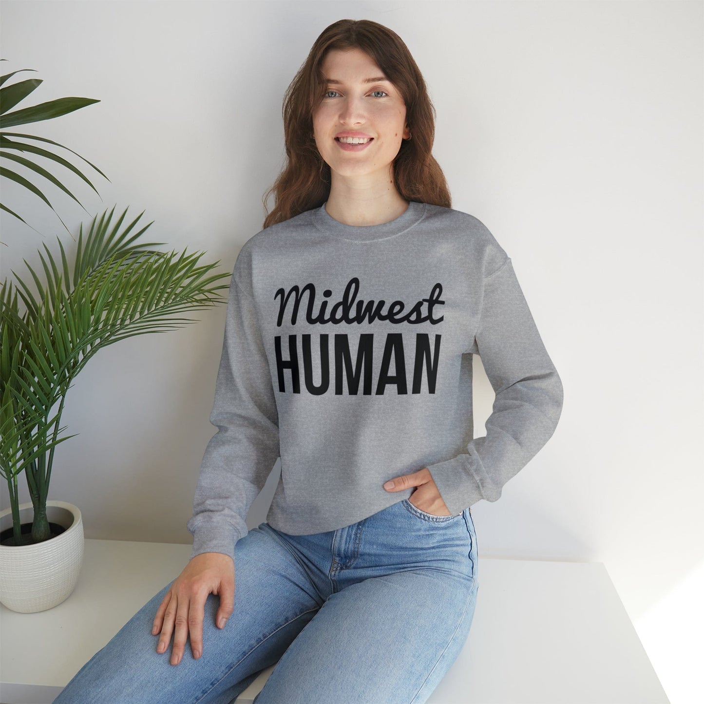 Printify Sweatshirt Midwest Human Heavy Blend™ Crewneck Sweatshirt