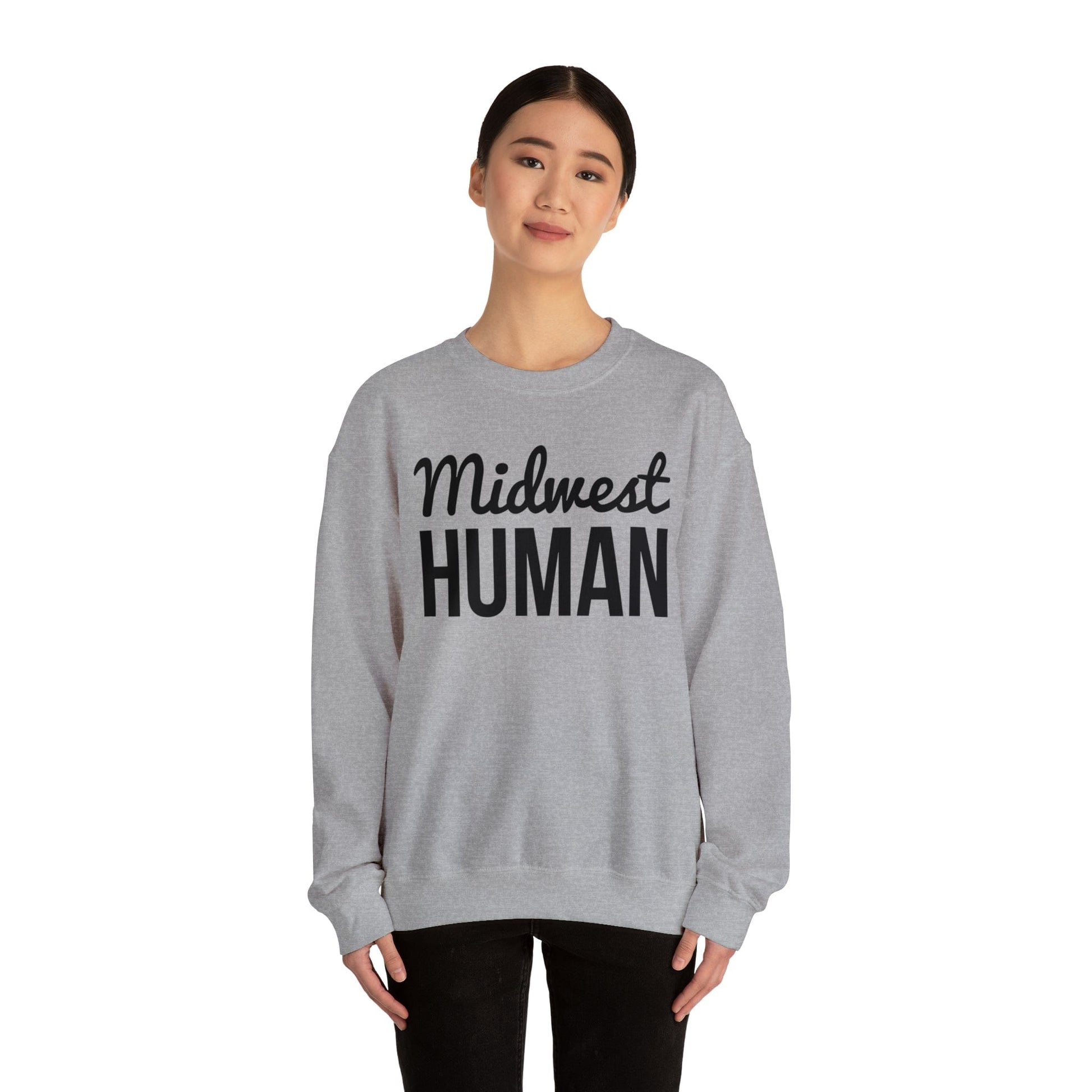 Printify Sweatshirt XL / Sport Grey Midwest Human Heavy Blend™ Crewneck Sweatshirt