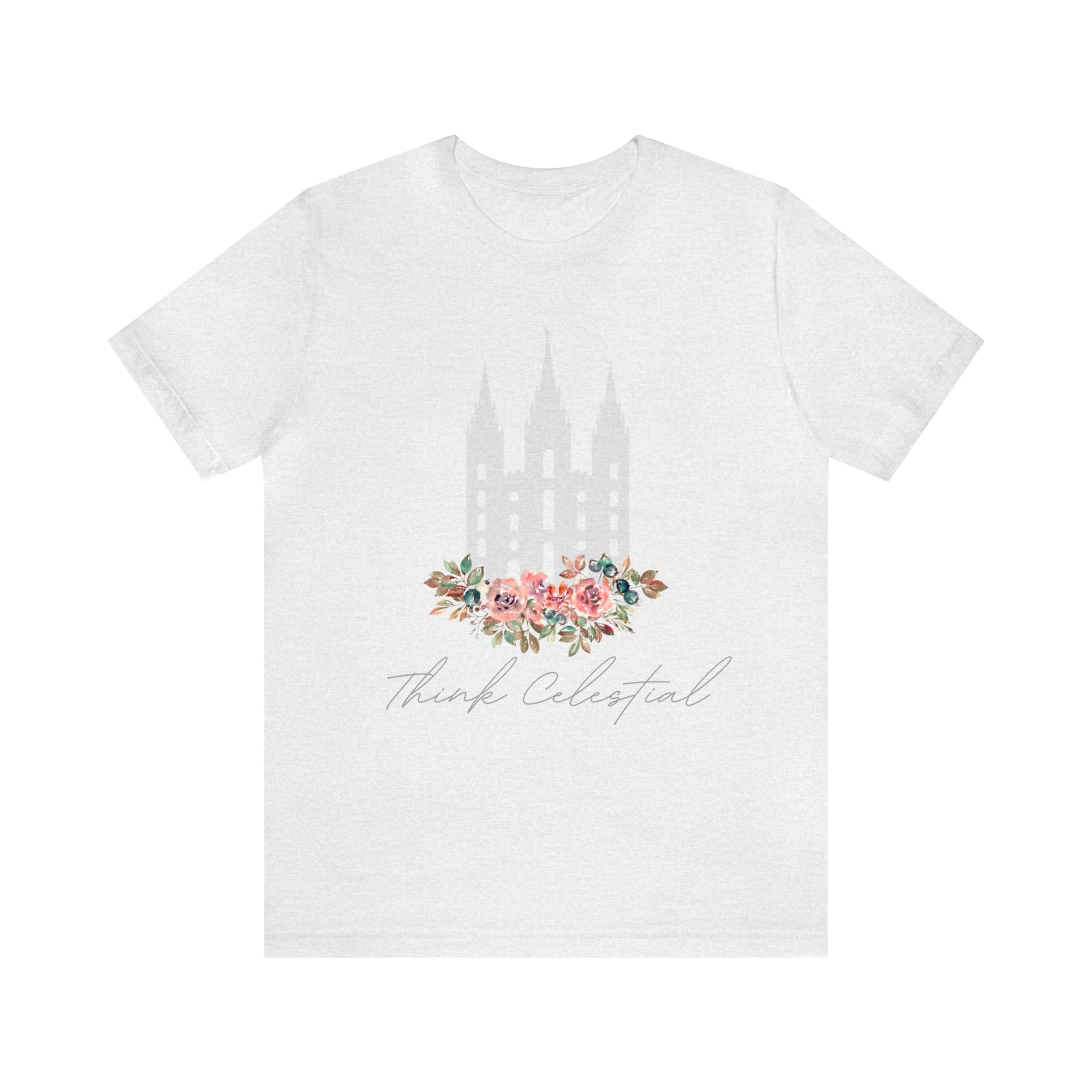 Printify T-Shirt Ash / S Think Celestial Flowers Jersey Short Sleeve Tee