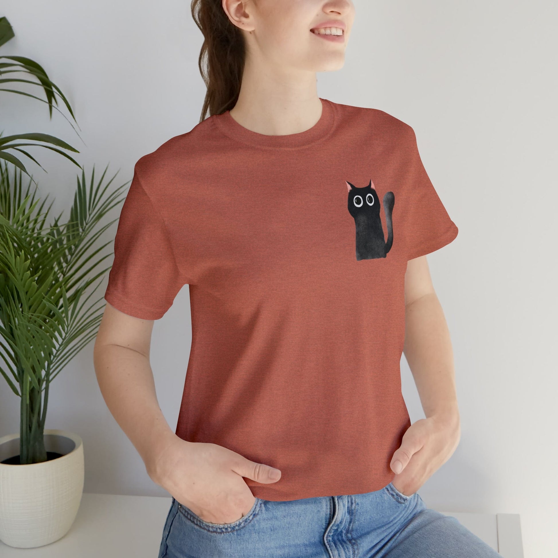 Printify T-Shirt Black Cat Short Sleeve Tee