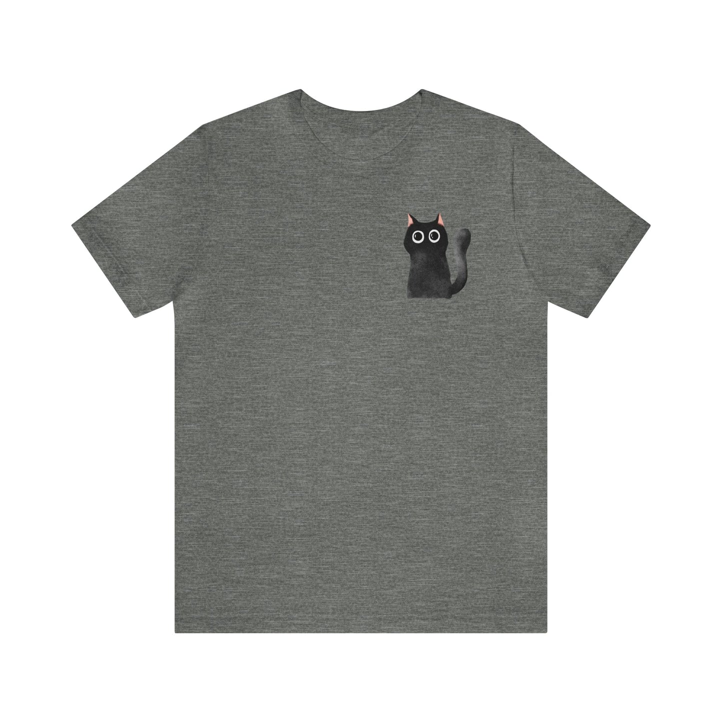 Printify T-Shirt Deep Heather / XS Black Cat Short Sleeve Tee