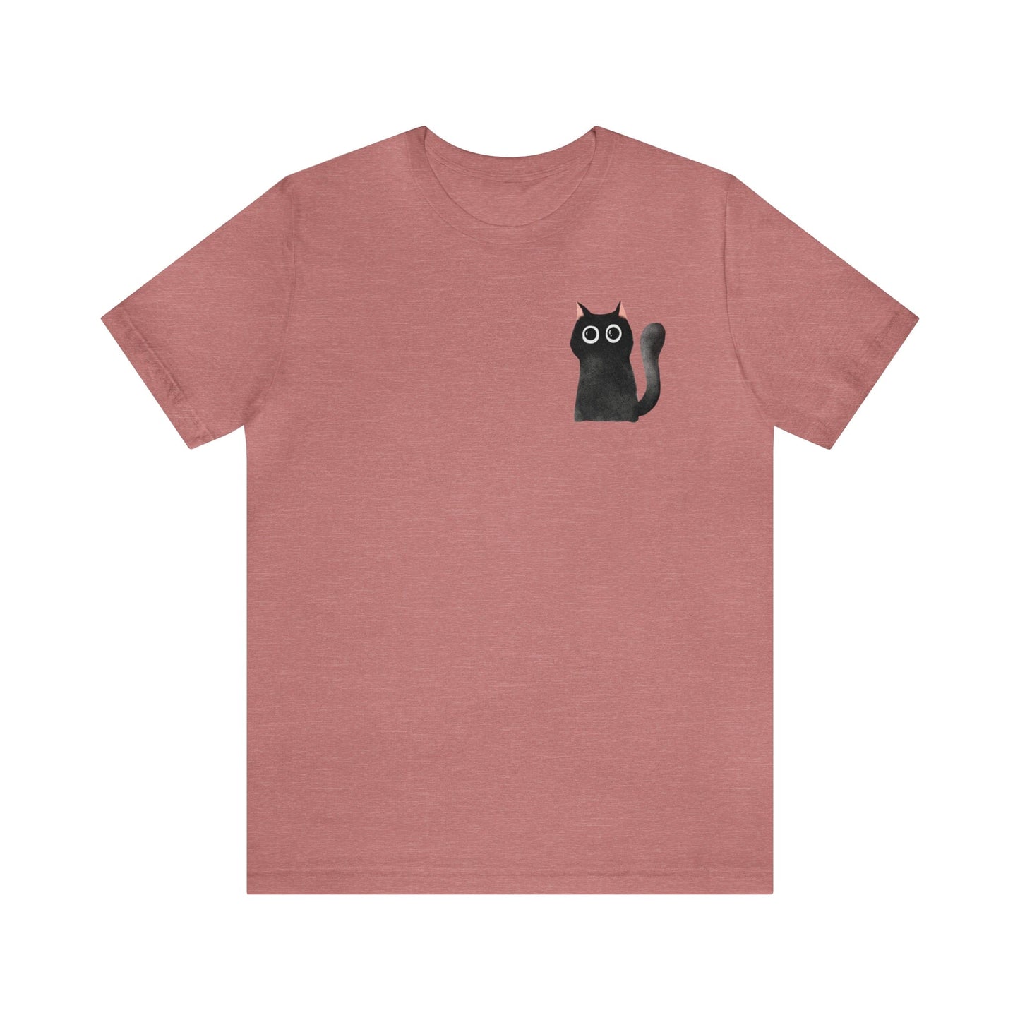 Printify T-Shirt Heather Mauve / XS Black Cat Short Sleeve Tee