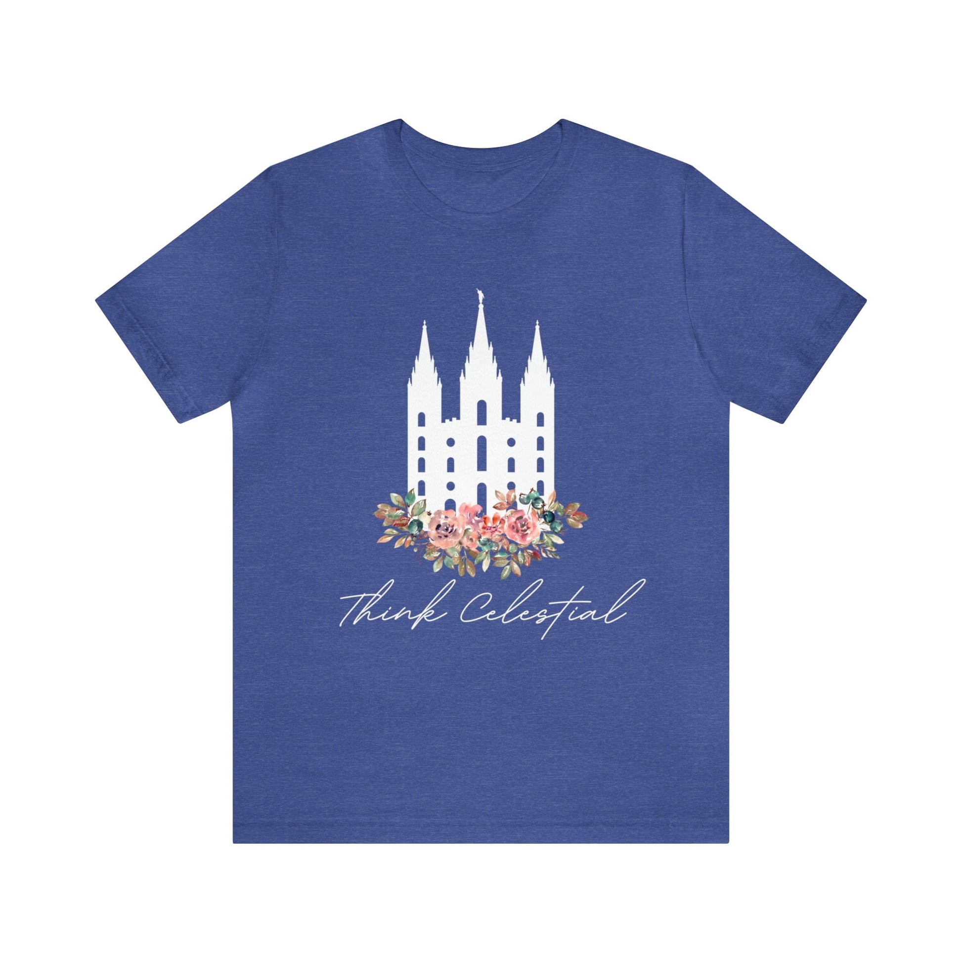 Printify T-Shirt Heather True Royal / S Think Celestial Flowers Jersey Short Sleeve Tee