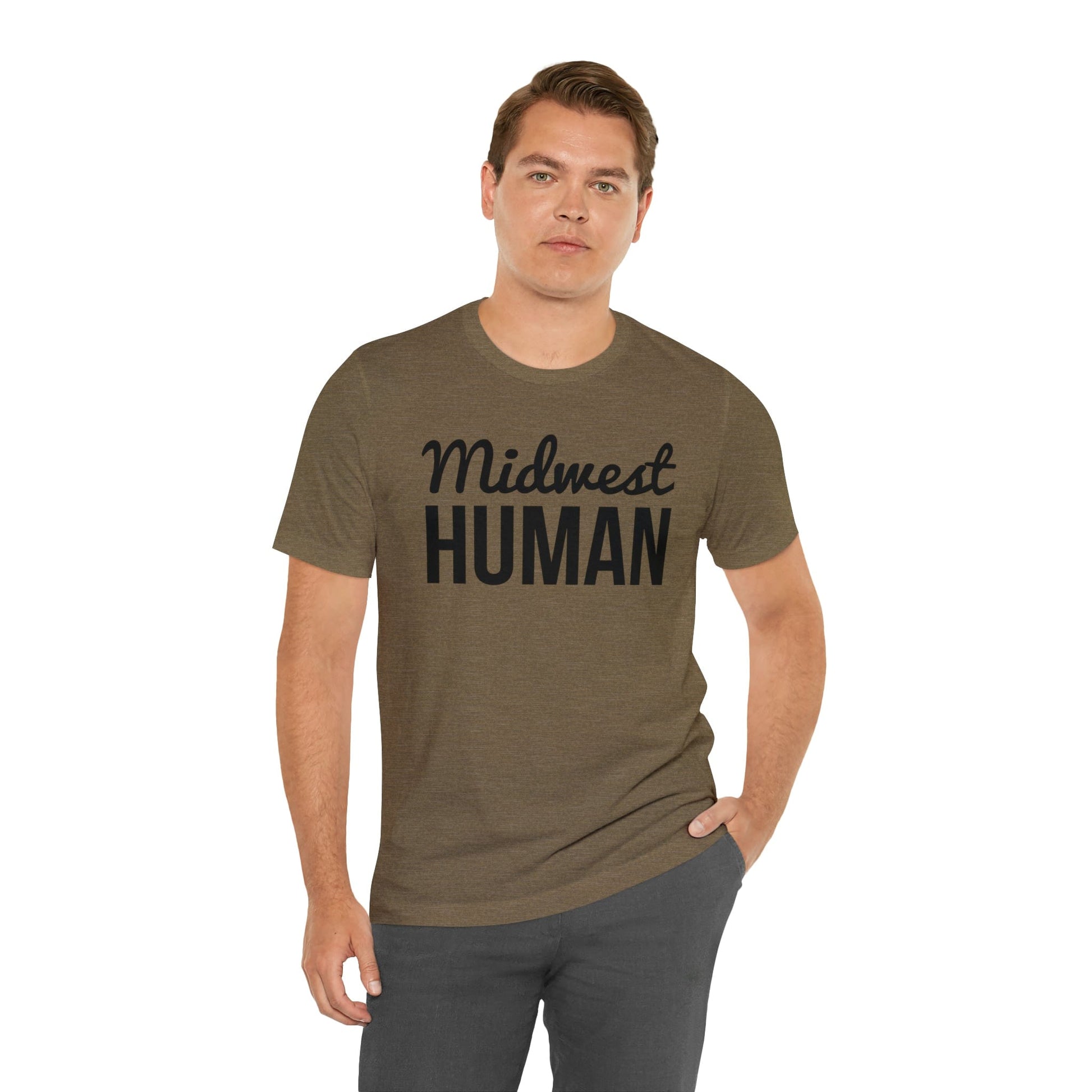 Printify T-Shirt Midwest Human Soft Jersey Short Sleeve Tee