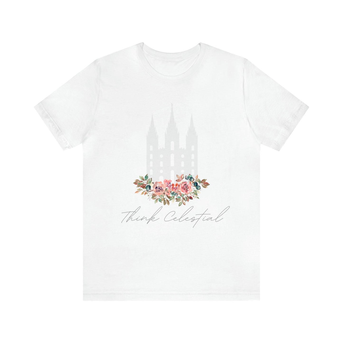 Printify T-Shirt White / S Think Celestial Flowers Jersey Short Sleeve Tee